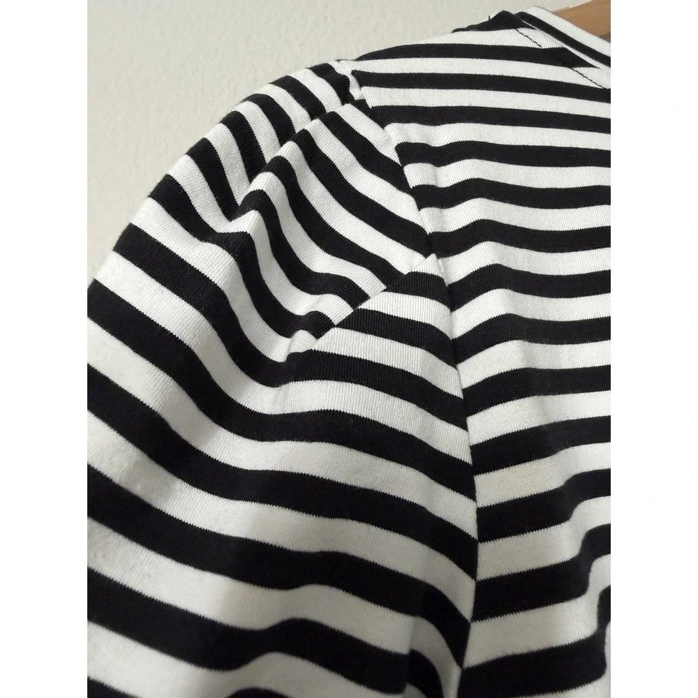 Karl Lagerfeld Paris‎ Striped Logo Tape Puff Sleeve Tshirt Dress Sz XS - Picture 6 of 11